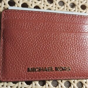 Michael Kors Jet Set Card Holder In Crimson